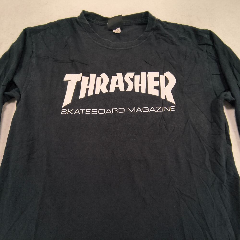 Thrasher Magazine Casual Crew Neck Long Sleeve T Shirt Mens Size Medium M Black